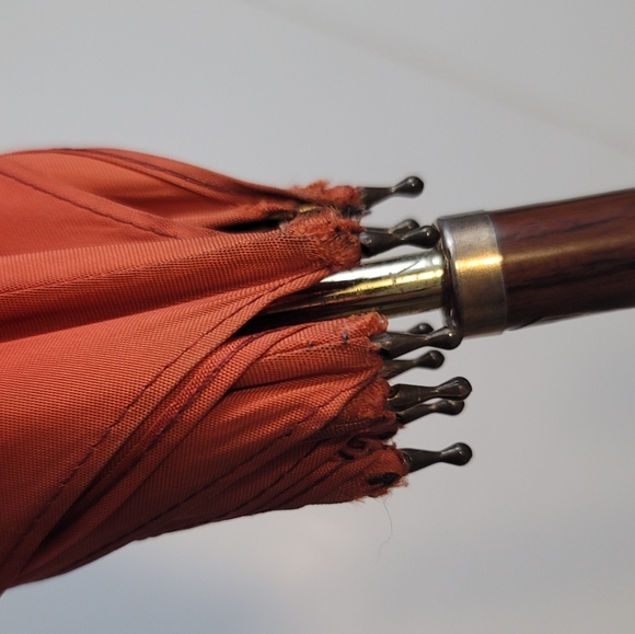 Vintage orange silk unbrella - Picture 5 of 11